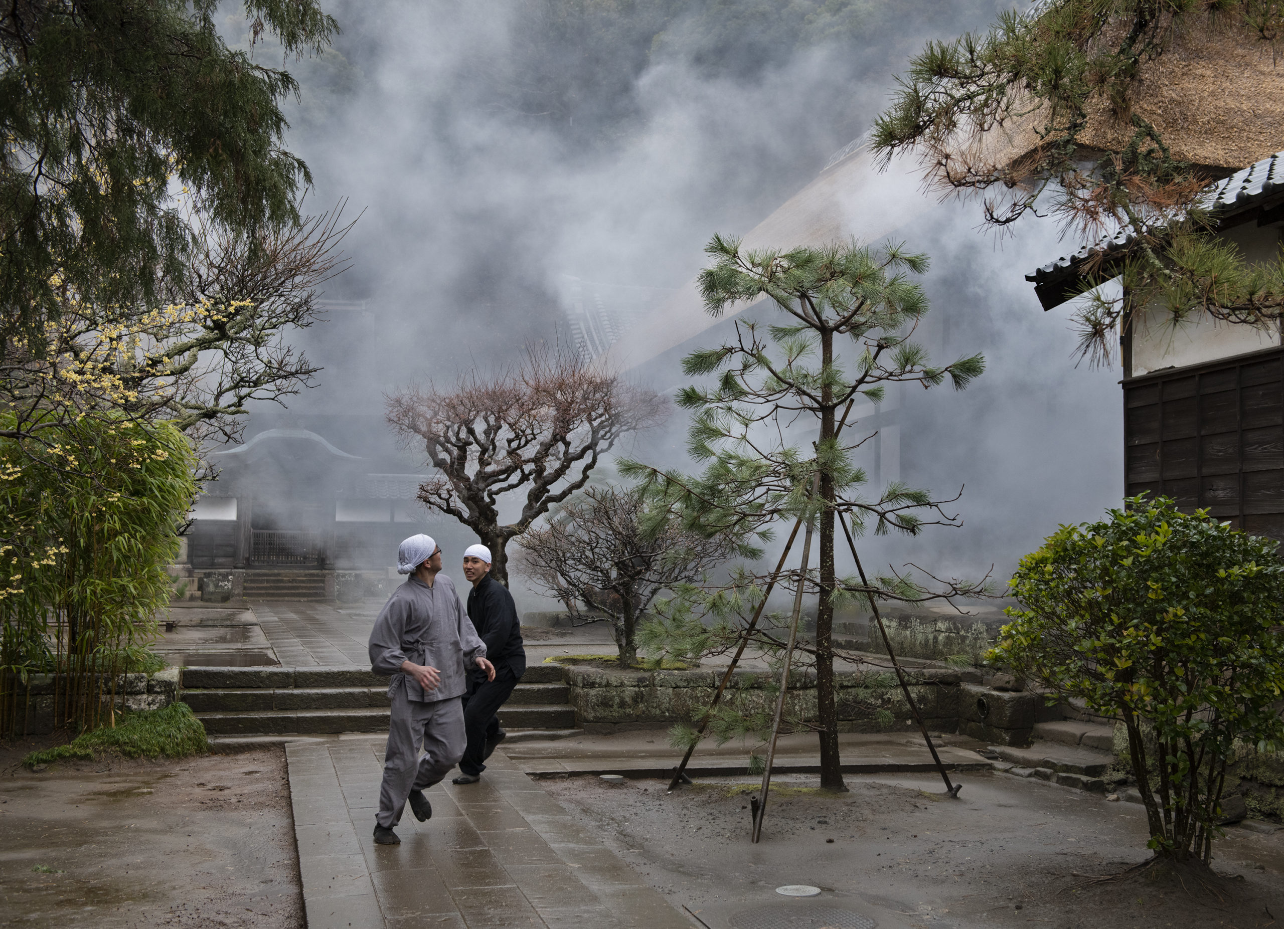 円覚寺での文化財防火運動消防総合訓練